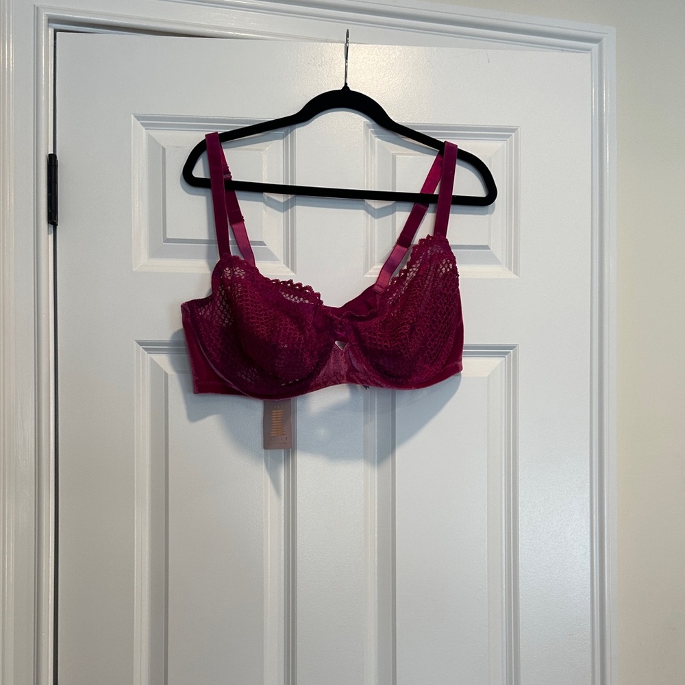 Savage X Fenty Lace Bra in Rich Burgundy